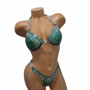 Npc figure suit Green / Black hologram 34B cup small bottom handmade  NWT